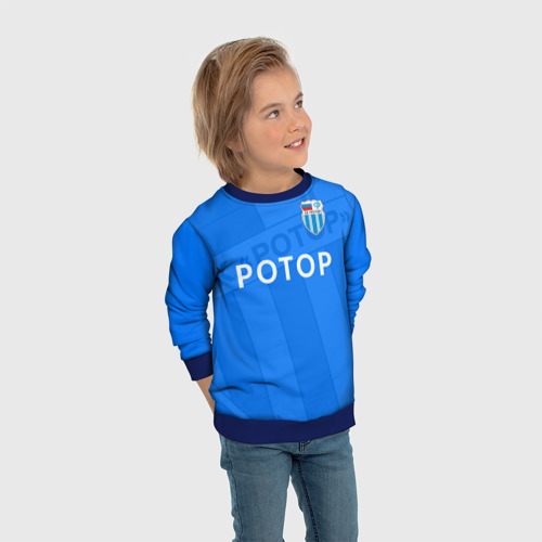 Детский свитшот 3D с принтом ФК Ротор - Волгоград - Большой логотип, вид сбоку #3