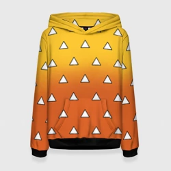 Женская толстовка 3D Оранжевое кимоно с треугольниками - Зеницу Клинок