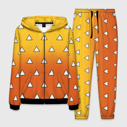 Мужской костюм 3D Оранжевое кимоно с треугольниками - Зеницу Клинок