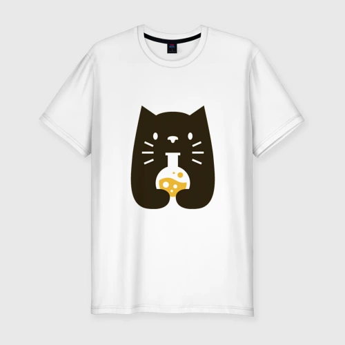Мужская футболка хлопок Slim Котик - Химик