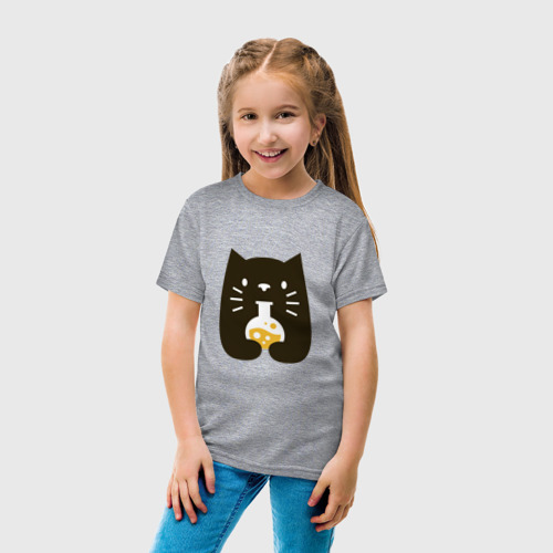 Детская футболка хлопок Котик - Химик, цвет меланж - фото 5