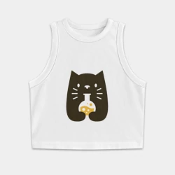 Женская укороченная майка-топ хлопок Котик - Химик