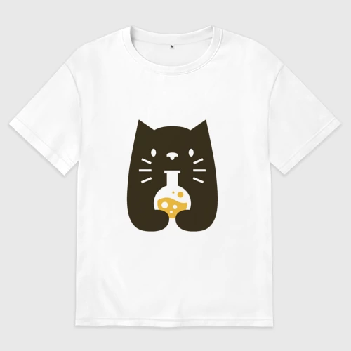 Женская футболка хлопок Oversize с принтом Котик - Химик, вид спереди #2