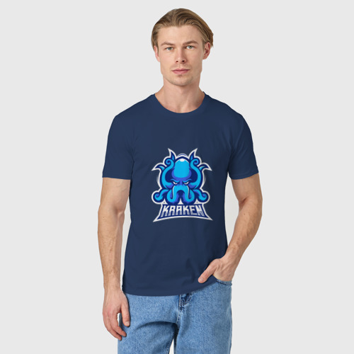 Мужская футболка хлопок Team Kraken, цвет темно-синий - фото 3