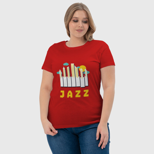 Женская футболка хлопок Jazz City, цвет красный - фото 6