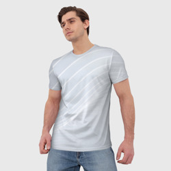 Мужская футболка 3D Серый фон и белые линии - фото 2