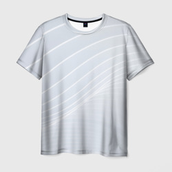 Мужская футболка 3D Серый фон и белые линии