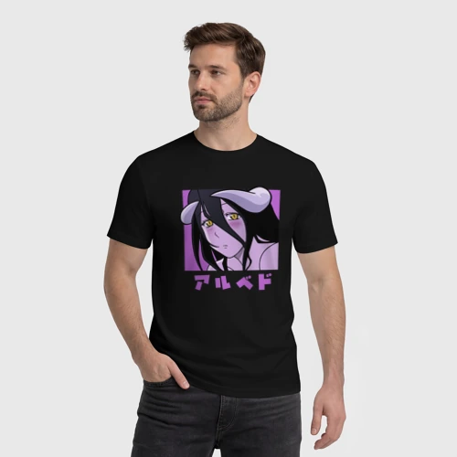 Мужская футболка хлопок с принтом Милая Альбедо, фото на моделе #1