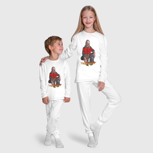 Детская пижама с лонгсливом хлопок Leos hellscream: расщеп есть - рок прикол, цвет белый - фото 9