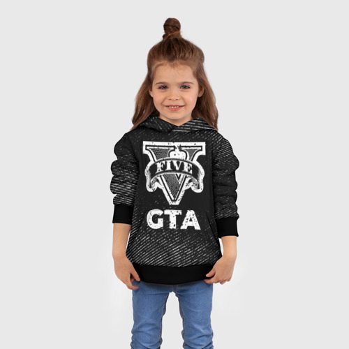 Детская толстовка 3D GTA с потертостями на темном фоне, цвет черный - фото 4