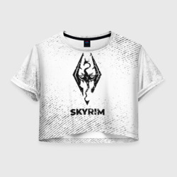 Женская футболка Crop-top 3D Skyrim с потертостями на светлом фоне