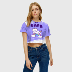 Женская футболка Crop-top 3D Варя кошка единорожка - фото 2