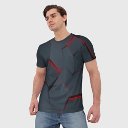 Мужская футболка 3D Геометрический узор треснутого асфальта - фото 2