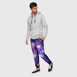 Мужские брюки 3D Космический фиолетовый тигр в ретро стиле - фото 2