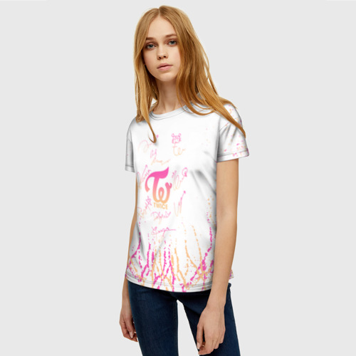 Женская футболка 3D с принтом Twice градиент, фото на моделе #1
