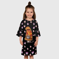Детское платье 3D Котенок и кусок пиццы - фото 2
