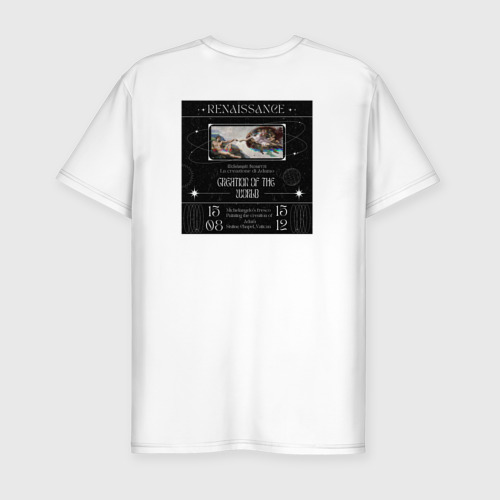 Мужская футболка хлопок Slim Сотворение Адама, дизайн с эффектом глитч, цвет белый - фото 2