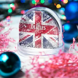 Игрушка Снежный шар The Beatles - лого на фоне флага Великобритании - фото 2