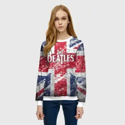 Женский свитшот 3D The Beatles - лого на фоне флага Великобритании - фото 2