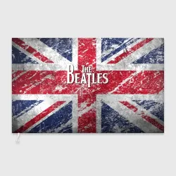 Флаг 3D The Beatles - лого на фоне флага Великобритании
