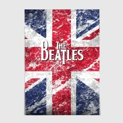 Постер The Beatles - лого на фоне флага Великобритании