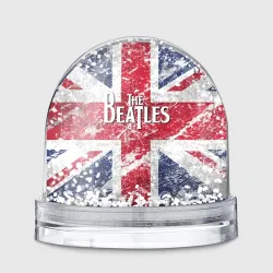 Игрушка Снежный шар The Beatles - лого на фоне флага Великобритании