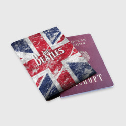 Обложка для паспорта матовая кожа The Beatles - лого на фоне флага Великобритании - фото 2