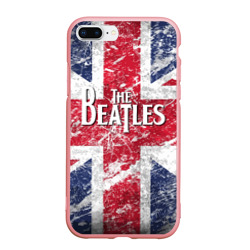 Чехол для iPhone 7Plus/8 Plus матовый The Beatles - лого на фоне флага Великобритании