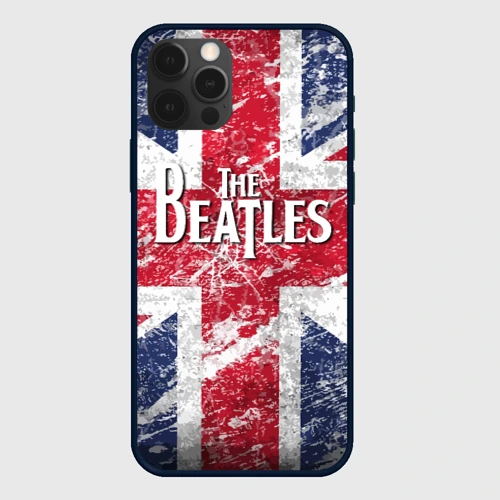Чехол для iPhone 12 Pro Max The Beatles - лого на фоне флага Великобритании