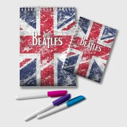 Блокнот The Beatles - лого на фоне флага Великобритании