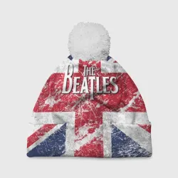 Шапка 3D c помпоном The Beatles - лого на фоне флага Великобритании