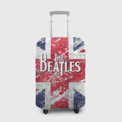 Чехол для чемодана 3D The Beatles - лого на фоне флага Великобритании