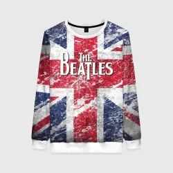 Женский свитшот 3D The Beatles - лого на фоне флага Великобритании