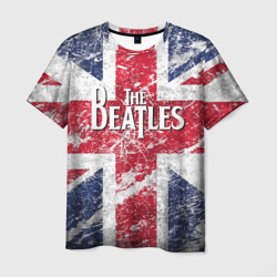 Мужская футболка 3D The Beatles - лого на фоне флага Великобритании