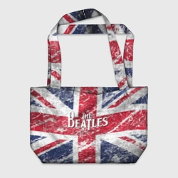 Пляжная сумка 3D The Beatles - лого на фоне флага Великобритании