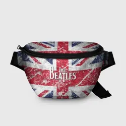 Поясная сумка 3D The Beatles - лого на фоне флага Великобритании
