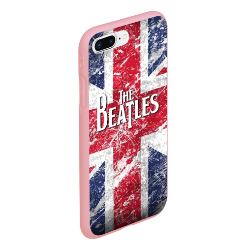 Чехол для iPhone 7Plus/8 Plus матовый The Beatles - лого на фоне флага Великобритании, цвет баблгам - фото 3