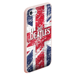 Чехол для iPhone 5/5S матовый The Beatles - лого на фоне флага Великобритании - фото 2