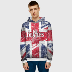 Мужская толстовка 3D The Beatles - лого на фоне флага Великобритании - фото 2