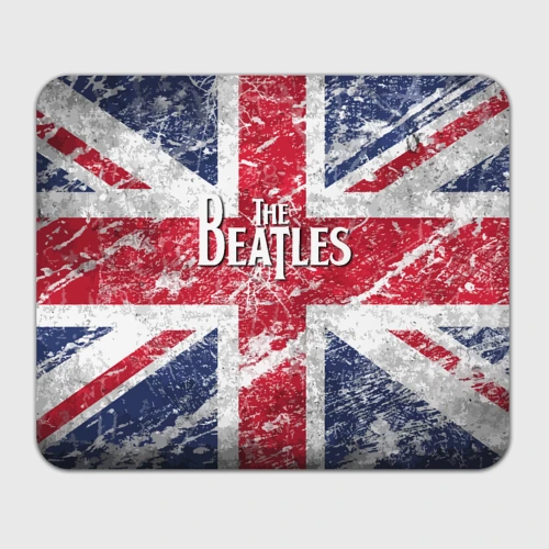 Прямоугольный коврик для мышки The Beatles - лого на фоне флага Великобритании