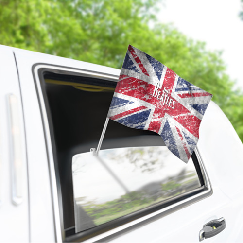 Флаг для автомобиля The Beatles - лого на фоне флага Великобритании - фото 3
