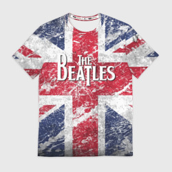 Мужская футболка 3D The Beatles - лого на фоне флага Великобритании