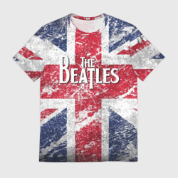 Мужская футболка 3D The Beatles - лого на фоне флага Великобритании