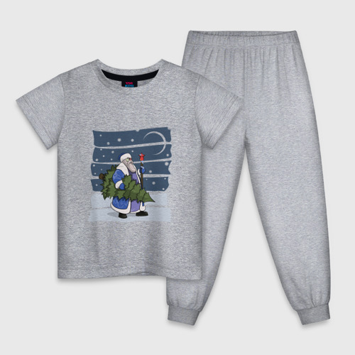 Детская пижама хлопок с принтом Дед Мороз Идет, вид спереди #2