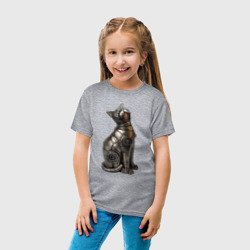 Детская футболка хлопок Металлическая статуэтка кошки - фото 2