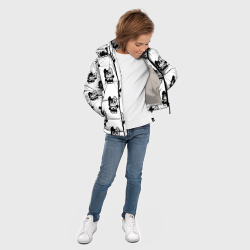Зимняя куртка для мальчиков 3D Глейпнир узор арт, цвет светло-серый - фото 5