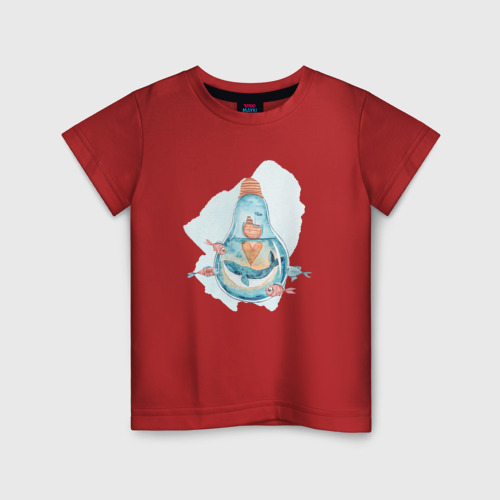 Детская футболка хлопок с принтом Кит в лаймпочке, вид спереди #2
