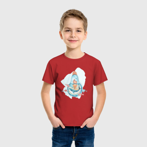 Детская футболка хлопок с принтом Кит в лаймпочке, фото на моделе #1