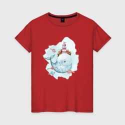 Маяк на ките – Женская футболка хлопок с принтом купить со скидкой в -20%
