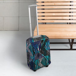 Чехол для чемодана 3D Сине - черная гранжевая абстракция - фото 2